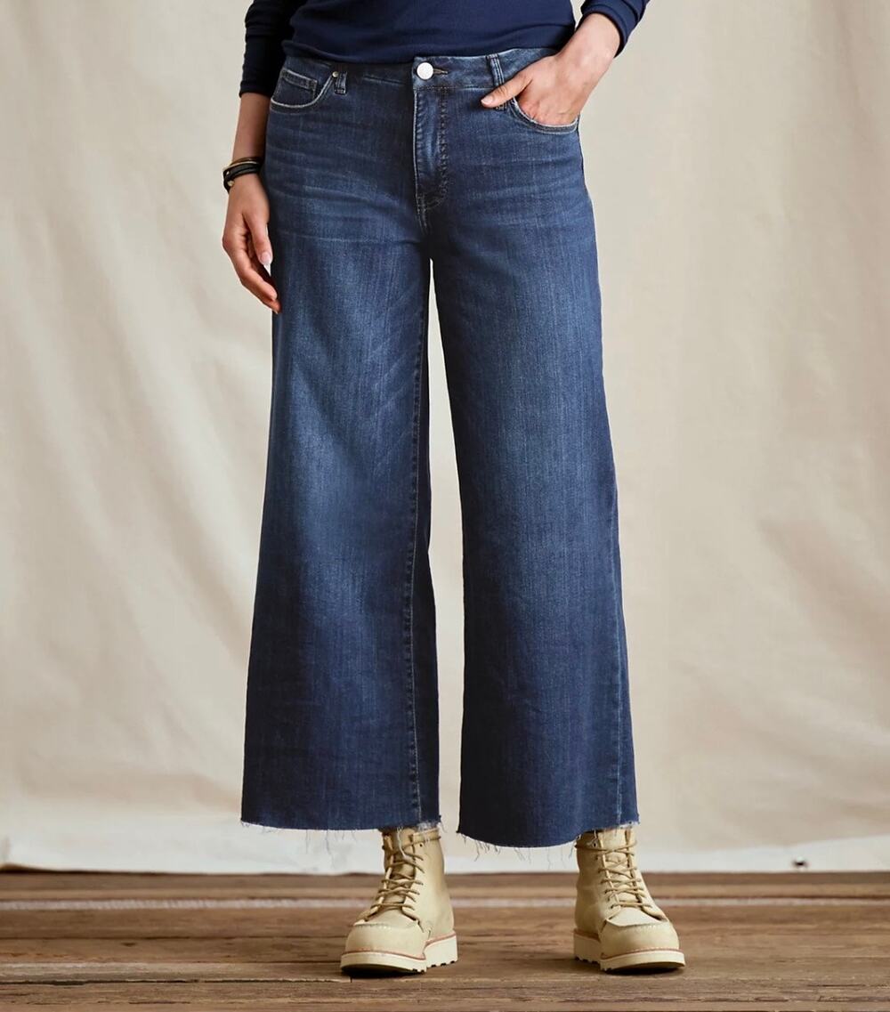 KUT From The Kloth Meg Fab Ab Wide Leg Jeans Size 8 Dark Wash Raw Hem